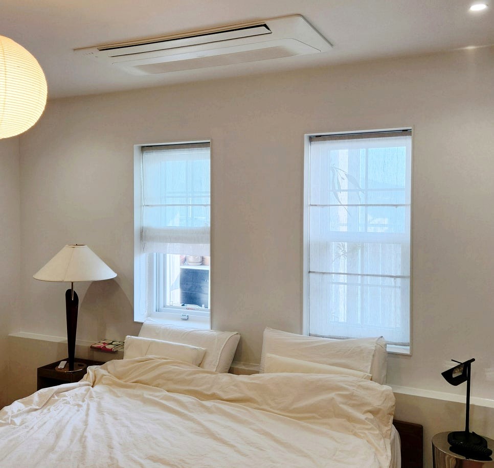 용인 죽전마을 힐스테이트 침실 수입 로만쉐이드 시공 전경