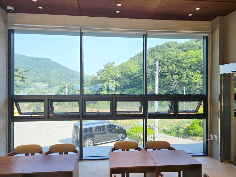 시흥 수목카페 SOOMOK 롤스크린 올려 물왕저수지 숲뷰 전망
